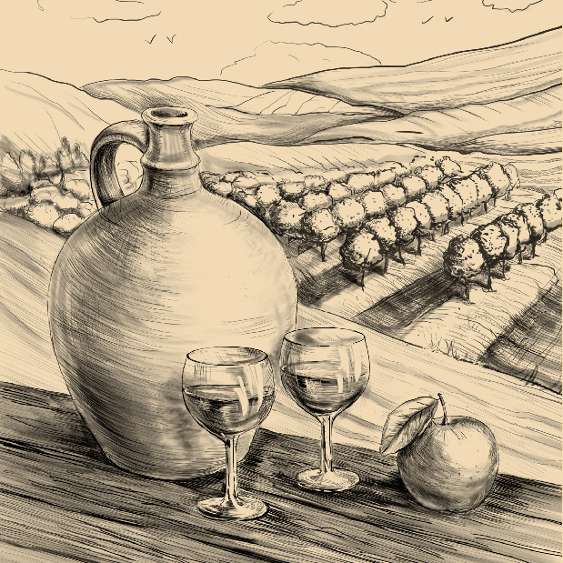 Натюрморт для винной этикетки